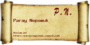 Paray Nepomuk névjegykártya